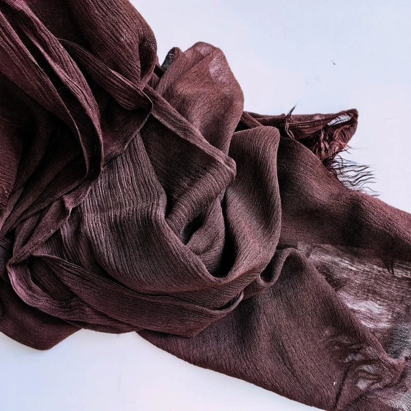 Foulard Viscose Coton avec Pompon - Hijab Musulman 61 Couleurs Unies