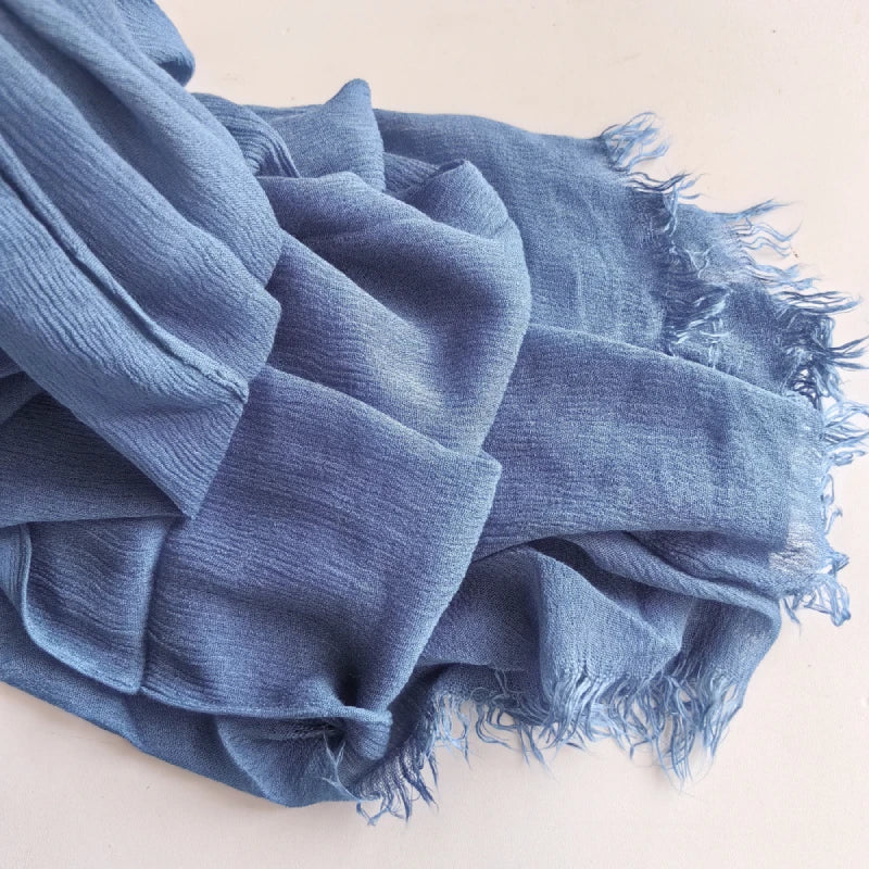 Foulard Viscose Coton avec Pompon - Hijab Musulman 61 Couleurs Unies