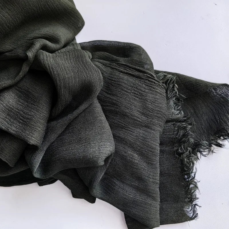 Foulard Viscose Coton avec Pompon - Hijab Musulman 61 Couleurs Unies