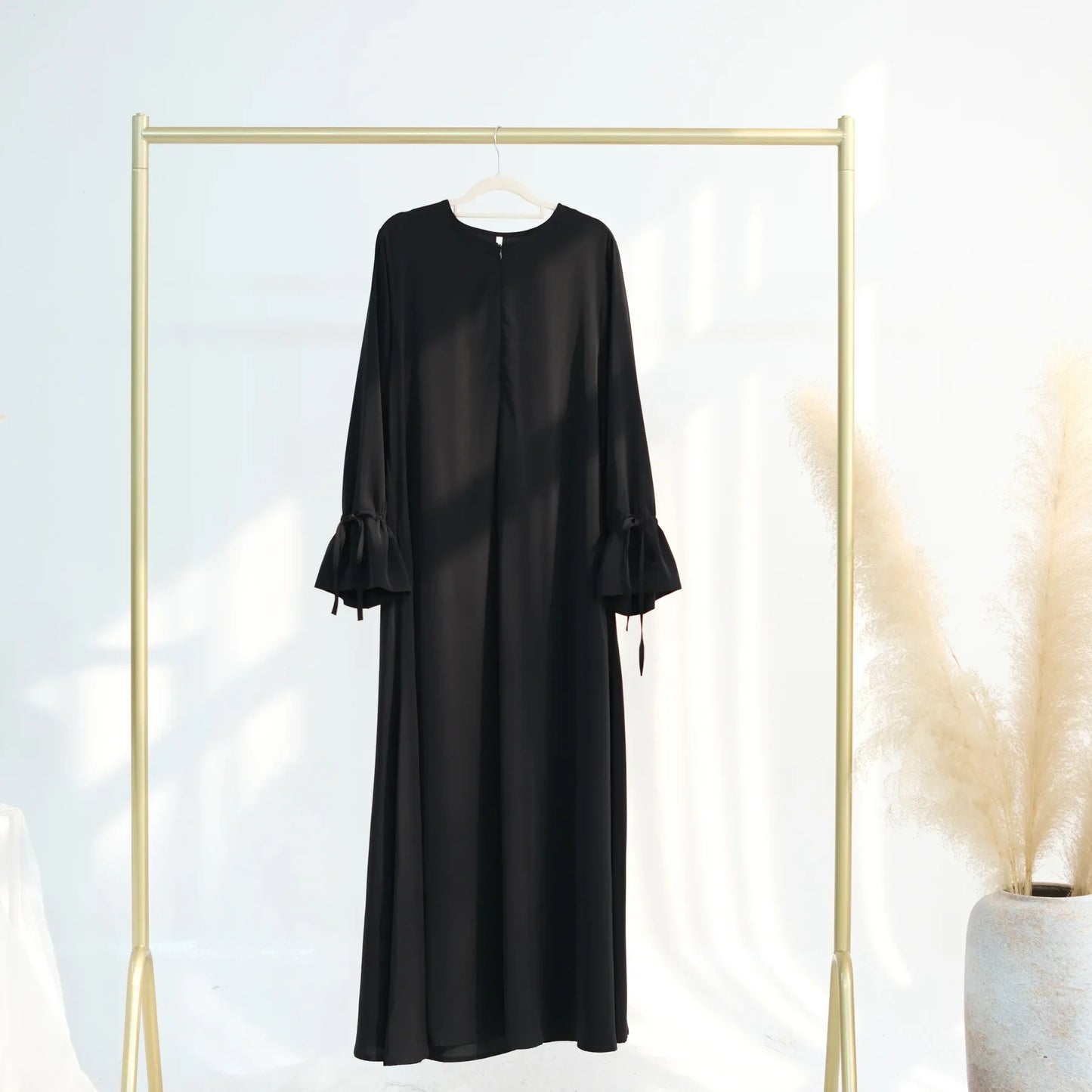 Abaya Ramadan 2025 Couleur Unie - Robe Musulmane Élégante Style Dubaï