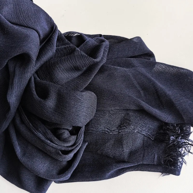 Foulard Viscose Coton avec Pompon - Hijab Musulman 61 Couleurs Unies