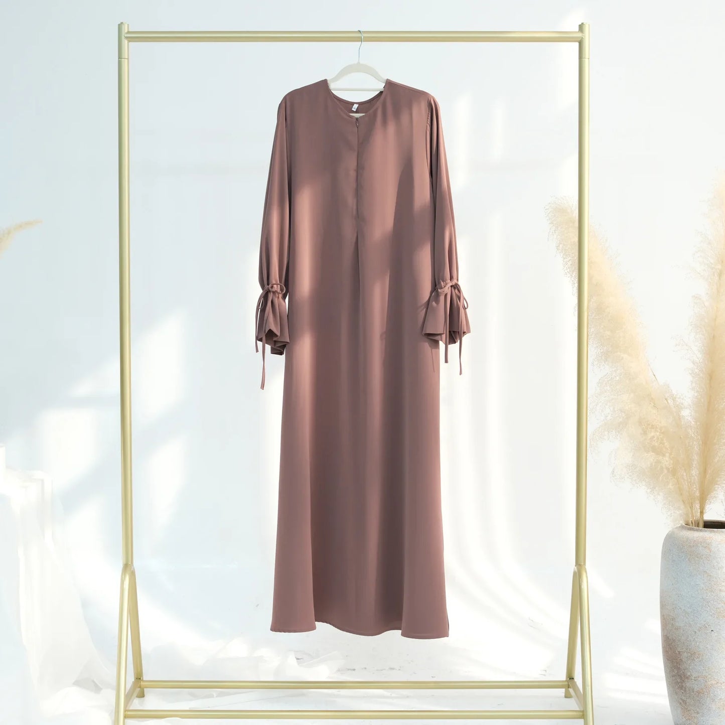 Abaya Ramadan 2025 Couleur Unie - Robe Musulmane Élégante Style Dubaï