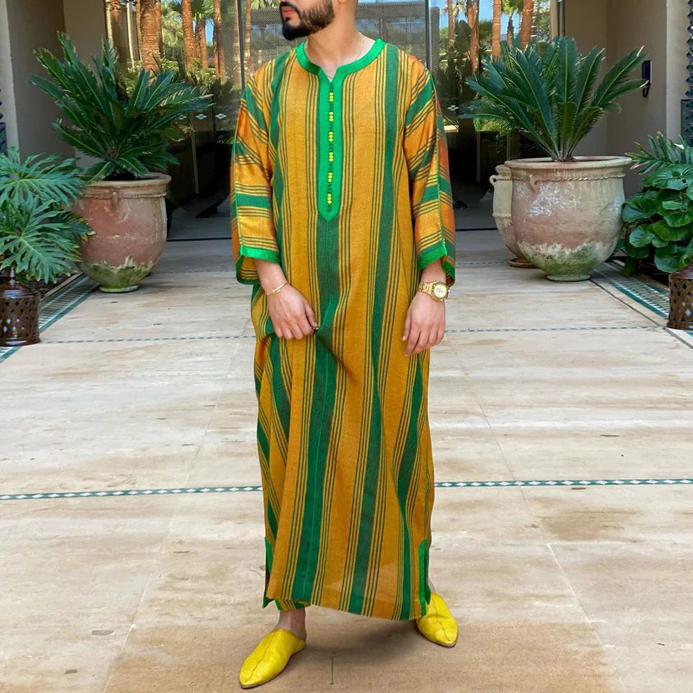 Qamis Homme Musulman Traditionnel - Robe Islamique Blanc Cassé