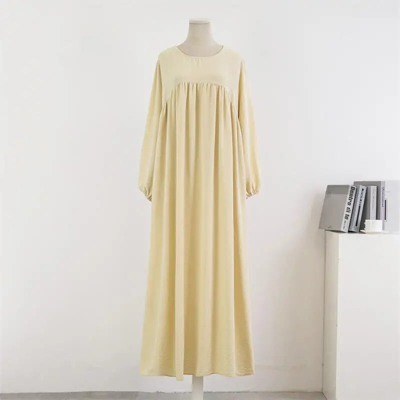 Robe Musulmane Maxi Manches Longues avec Poches - Printemps Automne
