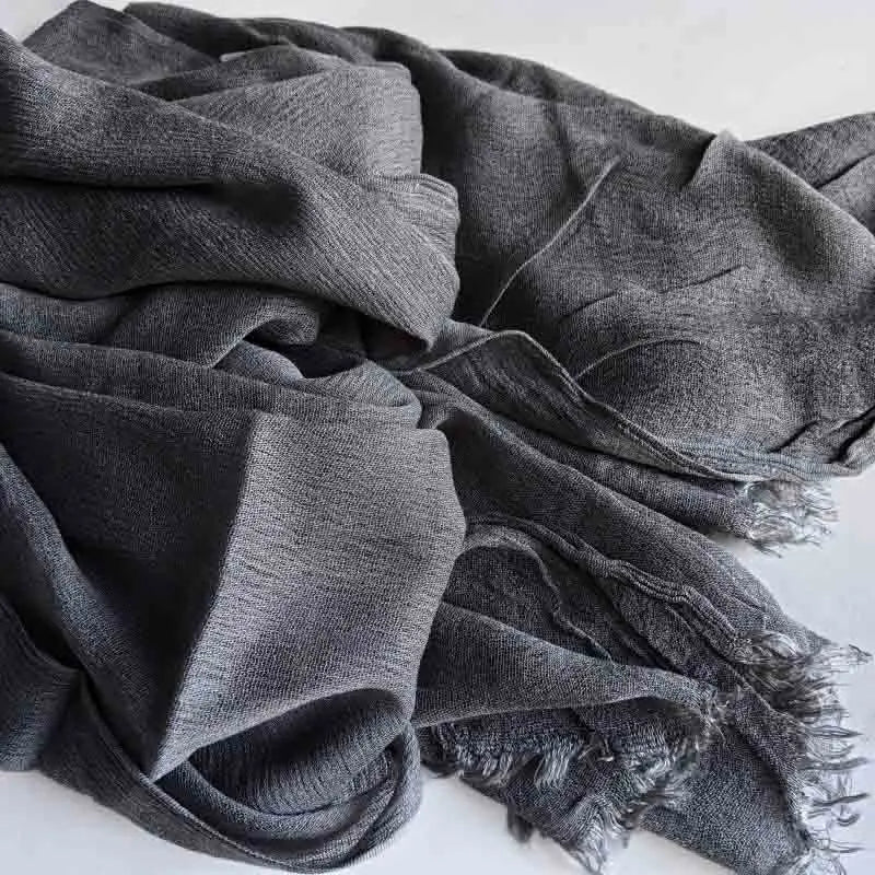 Foulard Viscose Coton avec Pompon - Hijab Musulman 61 Couleurs Unies