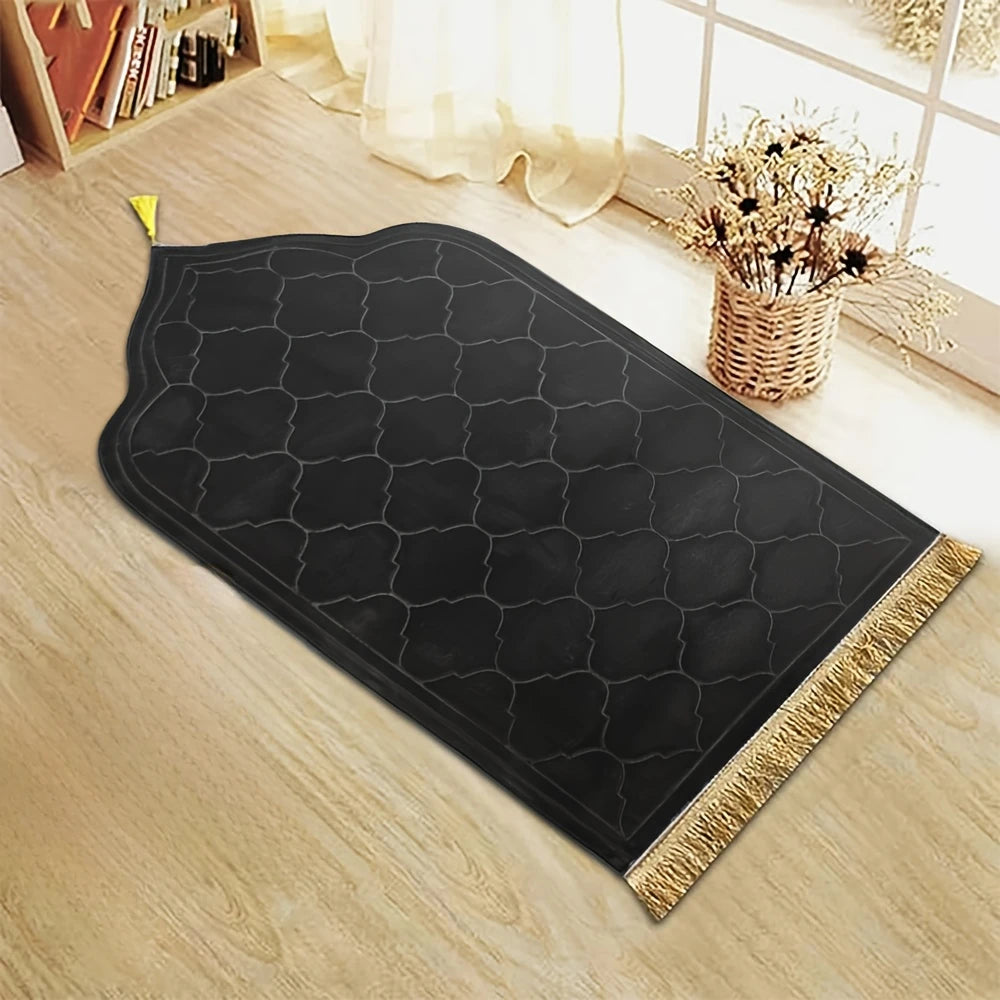 Tapis de Prière Épais Peluche - Flanelle Pampilles Imprimé Irrégulier