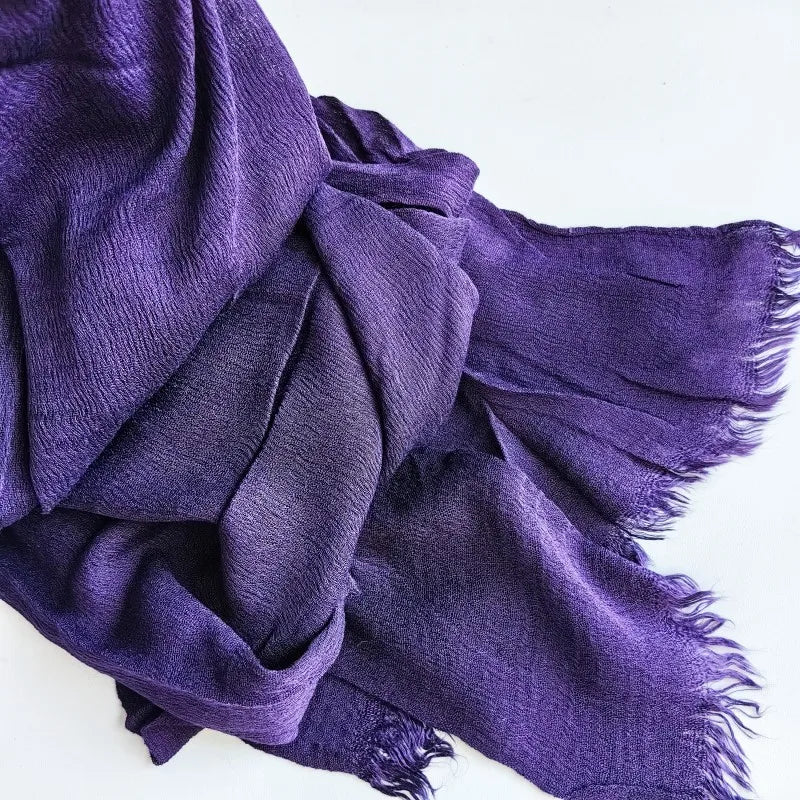 Foulard Viscose Coton avec Pompon - Hijab Musulman 61 Couleurs Unies