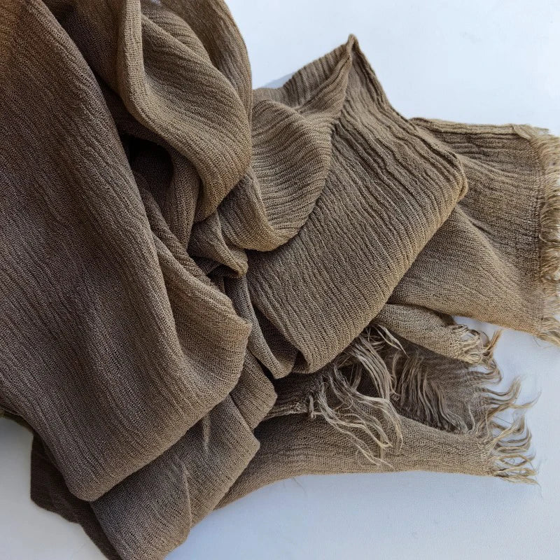 Foulard Viscose Coton avec Pompon - Hijab Musulman 61 Couleurs Unies