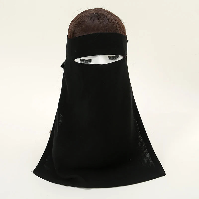 Niqab Mousseline Soie Noire - Couvre-Visage Musulman Respirant Prière