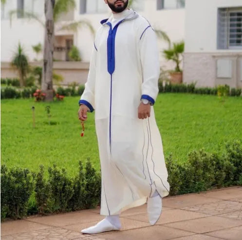 Qamis Homme Musulman Traditionnel - Robe Islamique Blanc Cassé