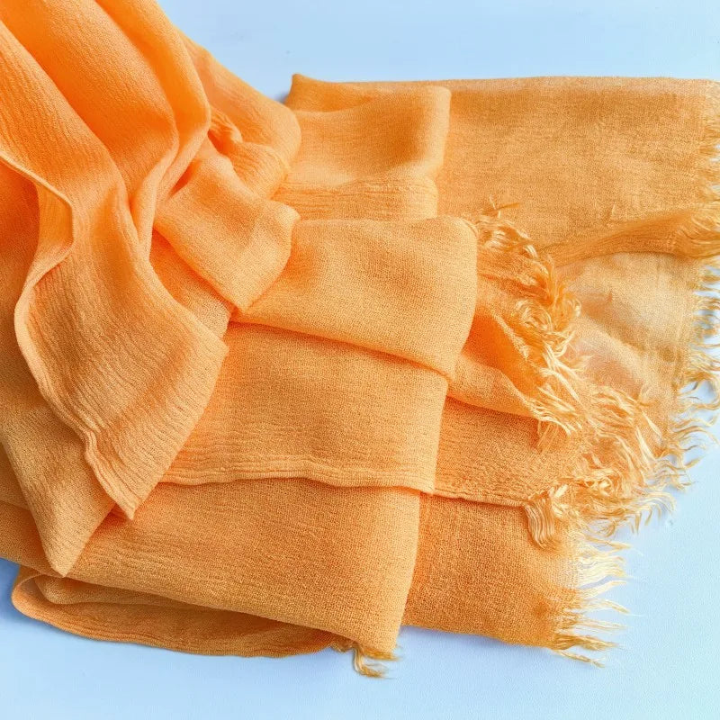 Foulard Viscose Coton avec Pompon - Hijab Musulman 61 Couleurs Unies
