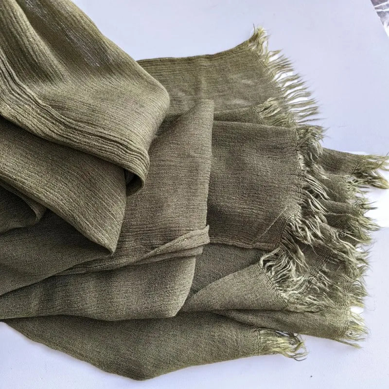 Foulard Viscose Coton avec Pompon - Hijab Musulman 61 Couleurs Unies