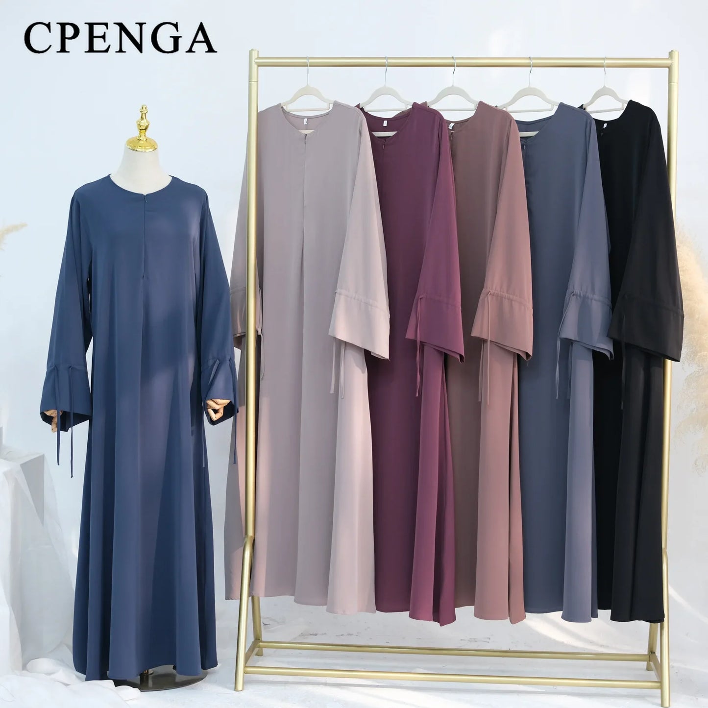 Abaya Ramadan 2025 Couleur Unie - Robe Musulmane Élégante Style Dubaï