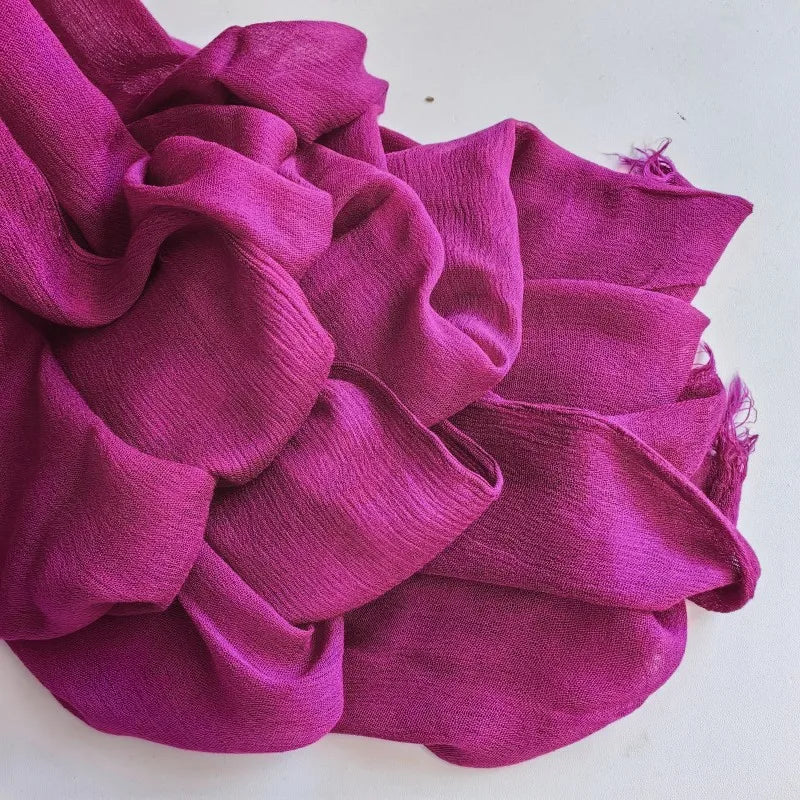 Foulard Viscose Coton avec Pompon - Hijab Musulman 61 Couleurs Unies