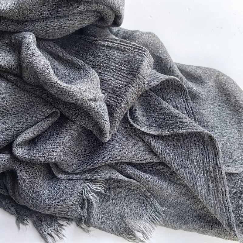 Foulard Viscose Coton avec Pompon - Hijab Musulman 61 Couleurs Unies