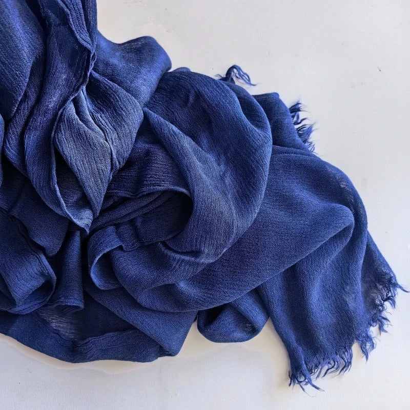 Foulard Viscose Coton avec Pompon - Hijab Musulman 61 Couleurs Unies