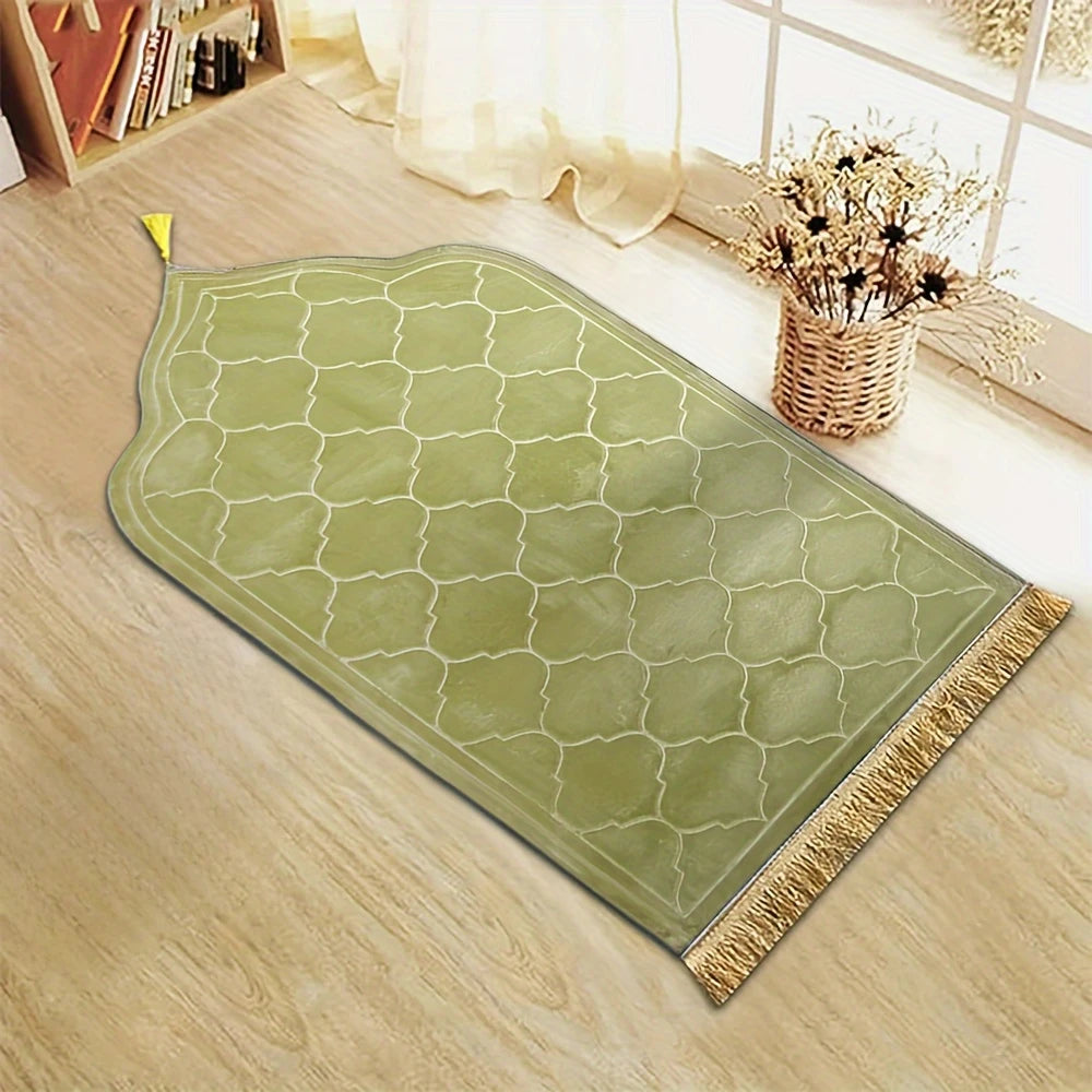 Tapis de Prière Épais Peluche - Flanelle Pampilles Imprimé Irrégulier