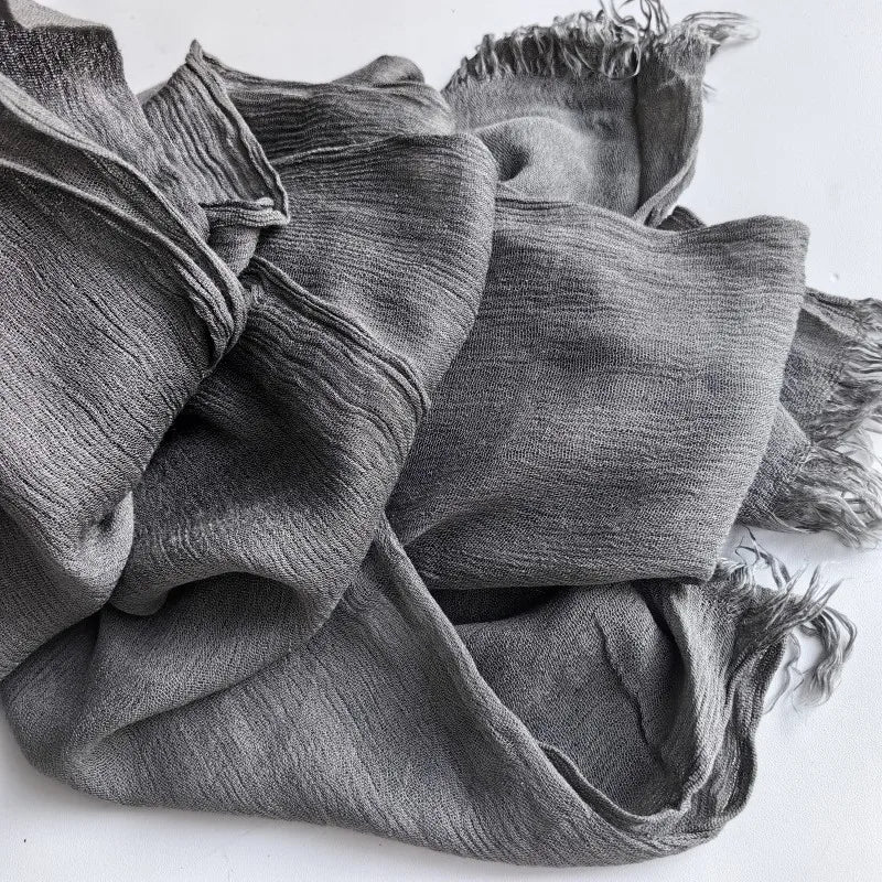 Foulard Viscose Coton avec Pompon - Hijab Musulman 61 Couleurs Unies