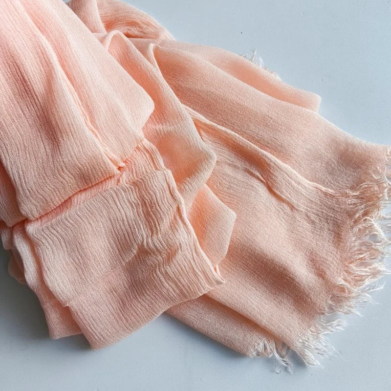 Foulard Viscose Coton avec Pompon - Hijab Musulman 61 Couleurs Unies