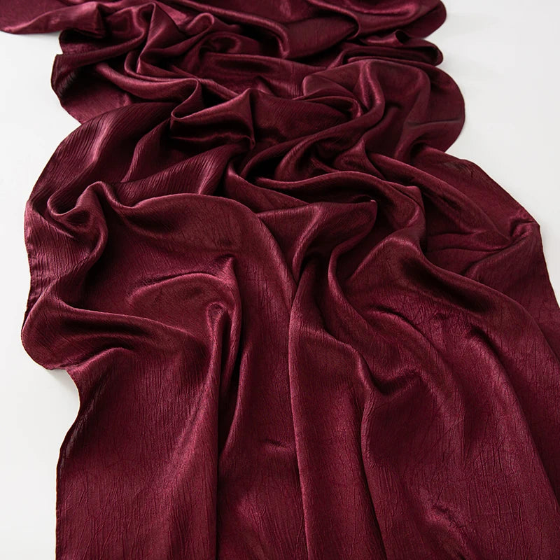 Hijab Satin Soie Lisse - Long Châle Musulman Couleur Unie Anti-Rides
