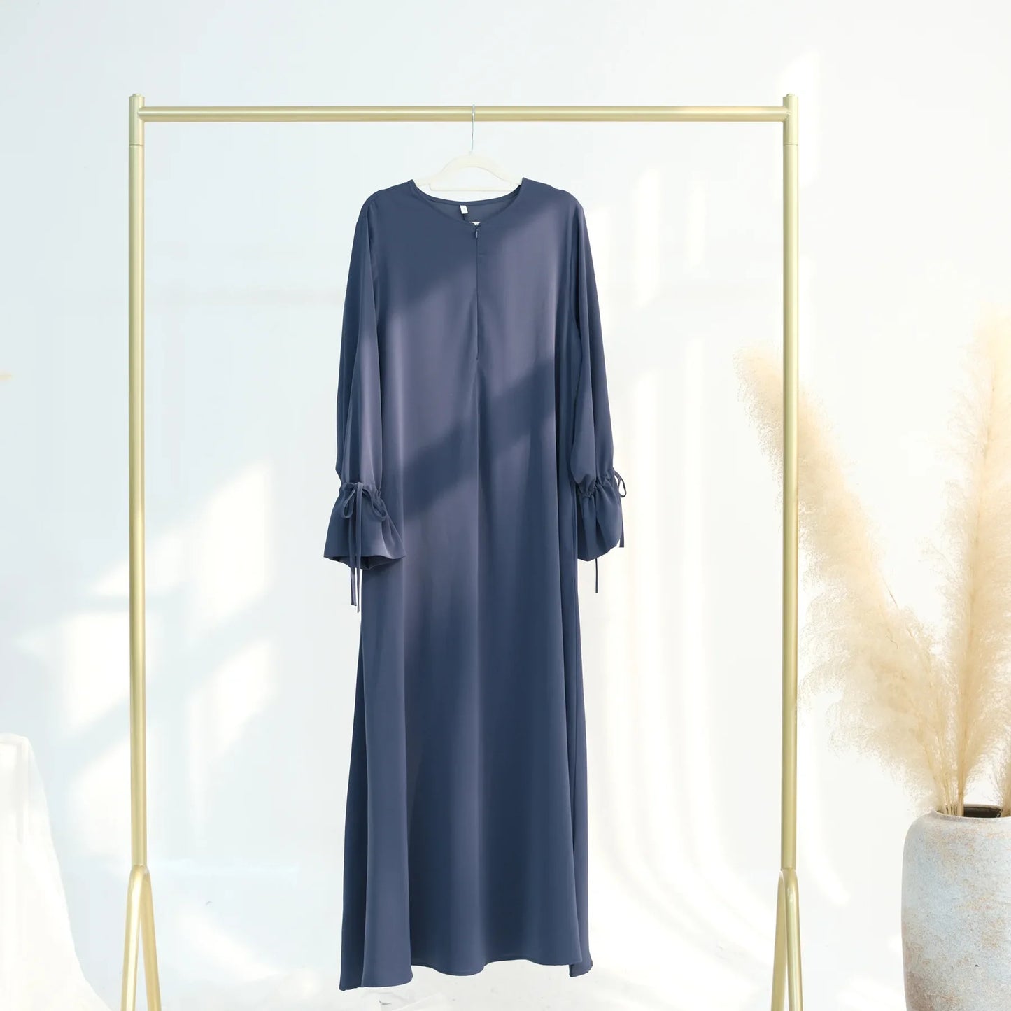Abaya Ramadan 2025 Couleur Unie - Robe Musulmane Élégante Style Dubaï