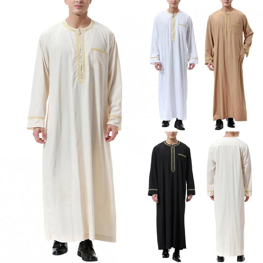 Jubba Thobes Homme Arabe - Robe Islamique Dubaï Caftan Noir