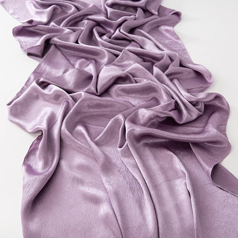Hijab Satin Soie Lisse - Long Châle Musulman Couleur Unie Anti-Rides
