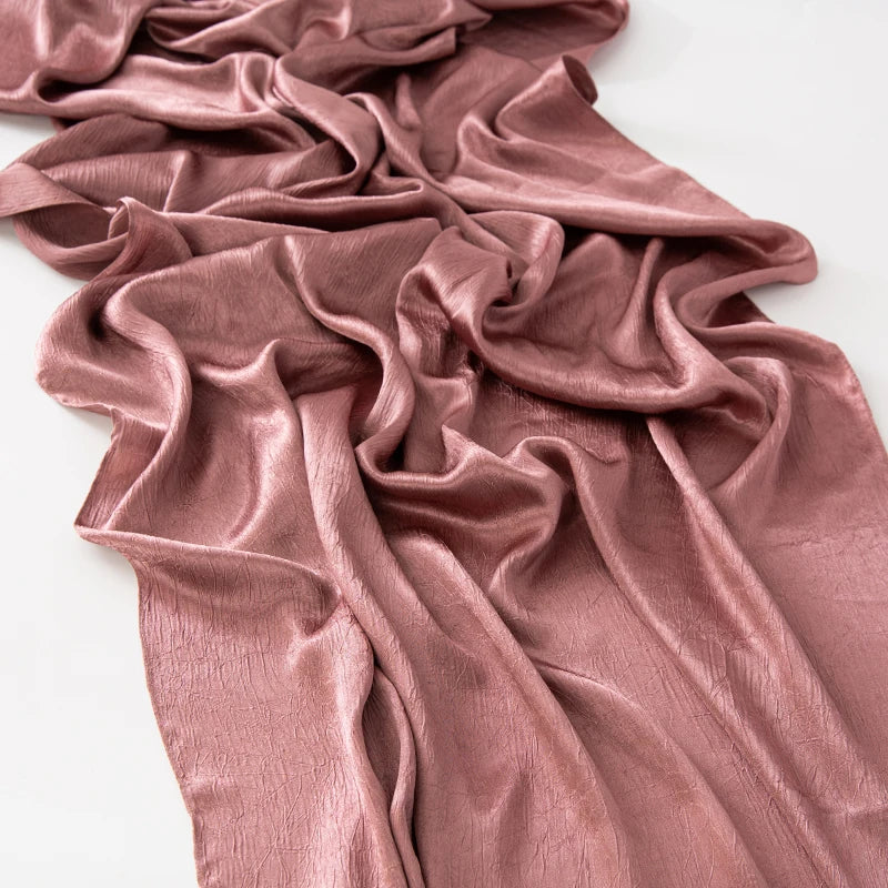 Hijab Satin Soie Lisse - Long Châle Musulman Couleur Unie Anti-Rides