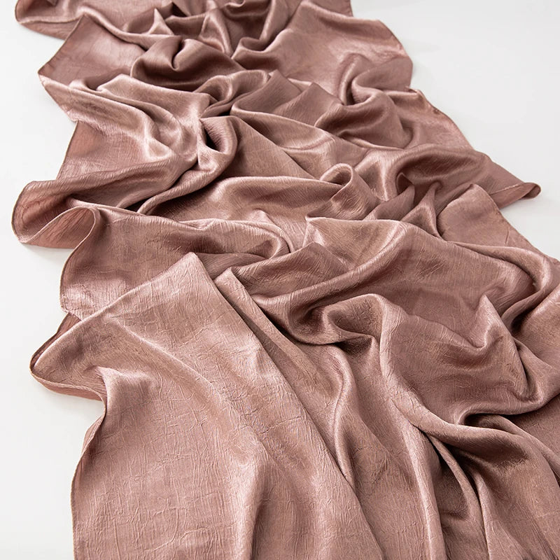 Hijab Satin Soie Lisse - Long Châle Musulman Couleur Unie Anti-Rides