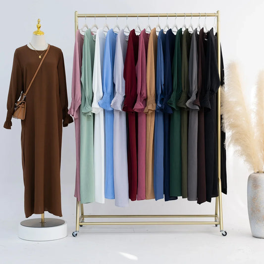 Abaya Robe Longue Style Pansement - Vêtement Musulman Simple Dubaï