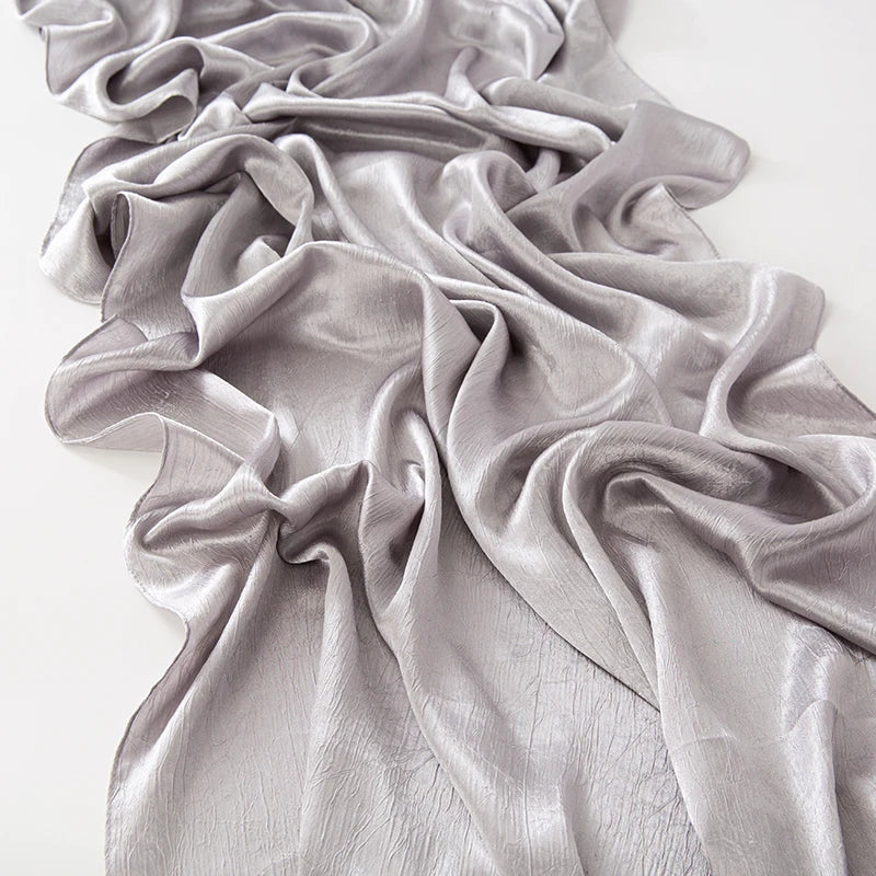 Hijab Satin Soie Lisse - Long Châle Musulman Couleur Unie Anti-Rides