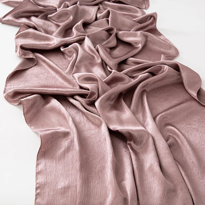 Hijab Satin Soie Lisse - Long Châle Musulman Couleur Unie Anti-Rides