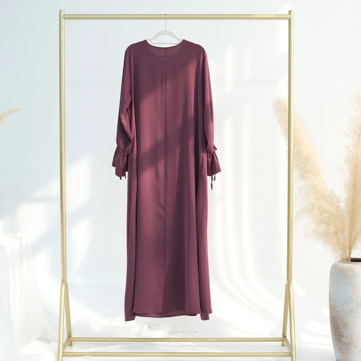 Abaya Ramadan 2025 Couleur Unie - Robe Musulmane Élégante Style Dubaï