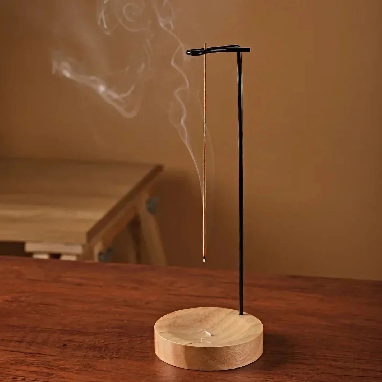 Brûleur d'Encens Bois Rond - Porte-Bâtons Plateau Ornement Chambre