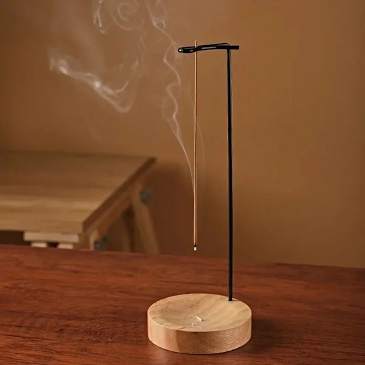 Brûleur d'Encens Bois Rond - Porte-Bâtons Plateau Ornement Chambre
