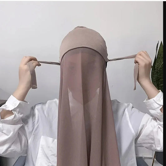 Hijab Instantané Femme Bonnet Stretch - Châle Mousseline Soie Turban