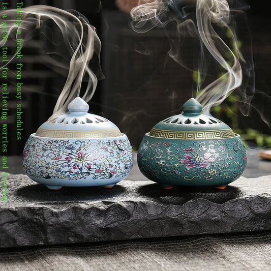 Brûleurs d'Encens Émaillés Colorés - Décoration Maison Céramique Antique
