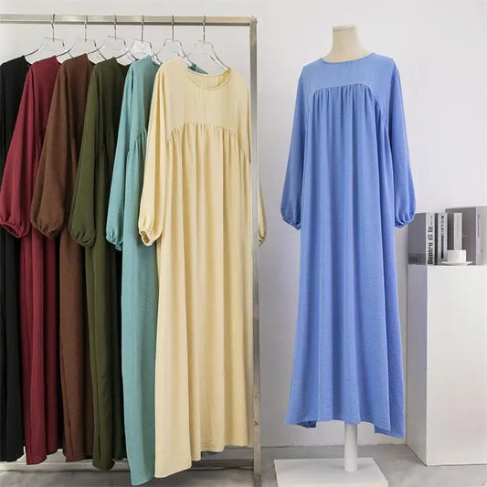 Robe Musulmane Maxi Manches Longues avec Poches - Printemps Automne