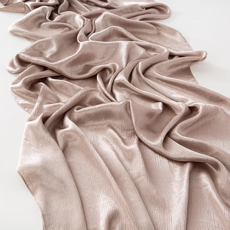 Hijab Satin Soie Lisse - Long Châle Musulman Couleur Unie Anti-Rides