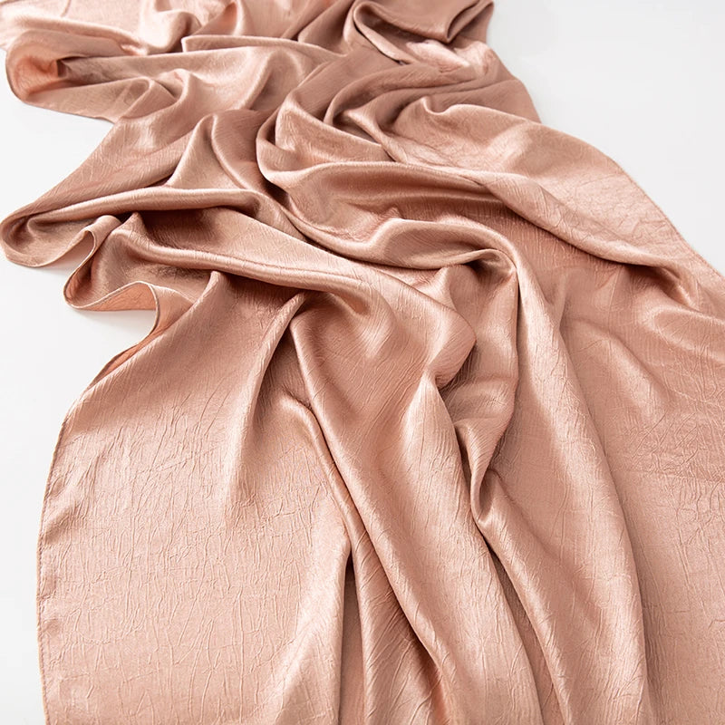 Hijab Satin Soie Lisse - Long Châle Musulman Couleur Unie Anti-Rides