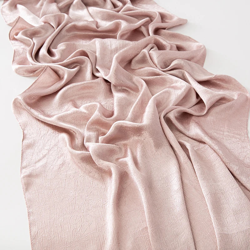 Hijab Satin Soie Lisse - Long Châle Musulman Couleur Unie Anti-Rides