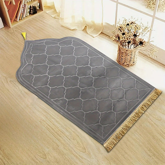 Tapis de Prière Épais Peluche - Flanelle Pampilles Imprimé Irrégulier