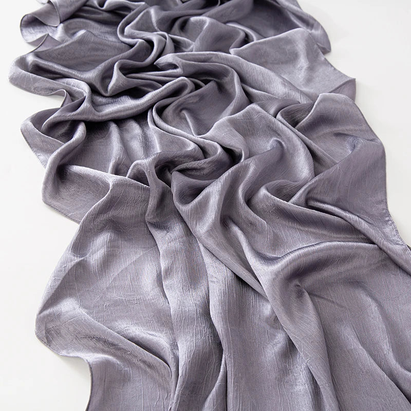 Hijab Satin Soie Lisse - Long Châle Musulman Couleur Unie Anti-Rides