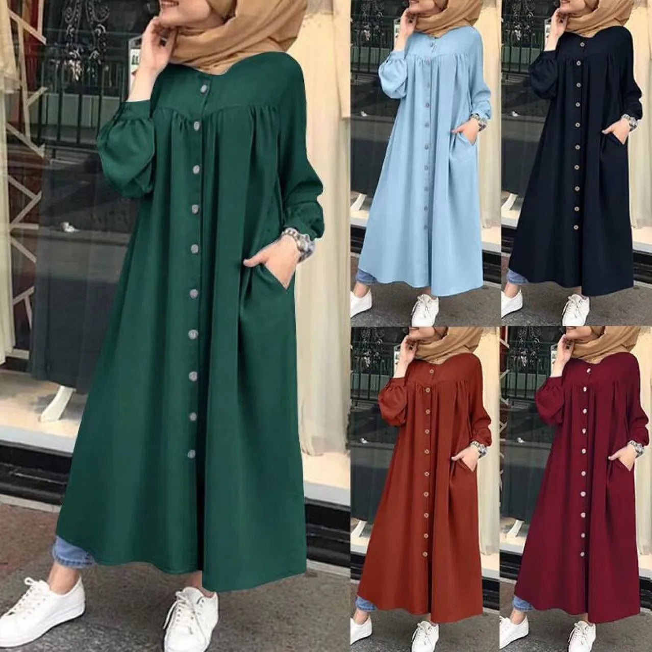 Abaya Vintage Dubaï - Robe Caftan Musulmane Élégante Style Arabe