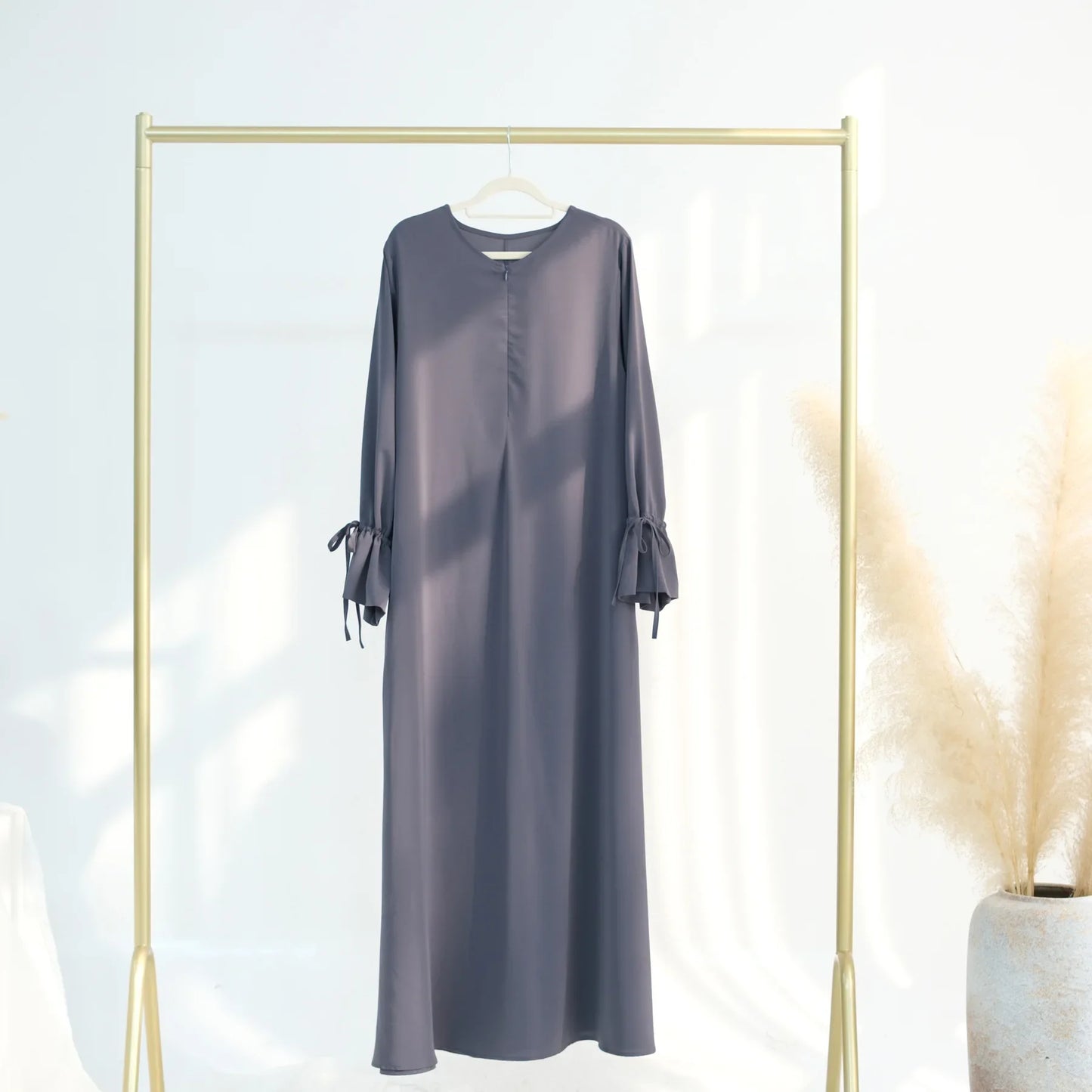 Abaya Ramadan 2025 Couleur Unie - Robe Musulmane Élégante Style Dubaï