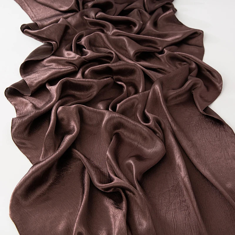 Hijab Satin Soie Lisse - Long Châle Musulman Couleur Unie Anti-Rides