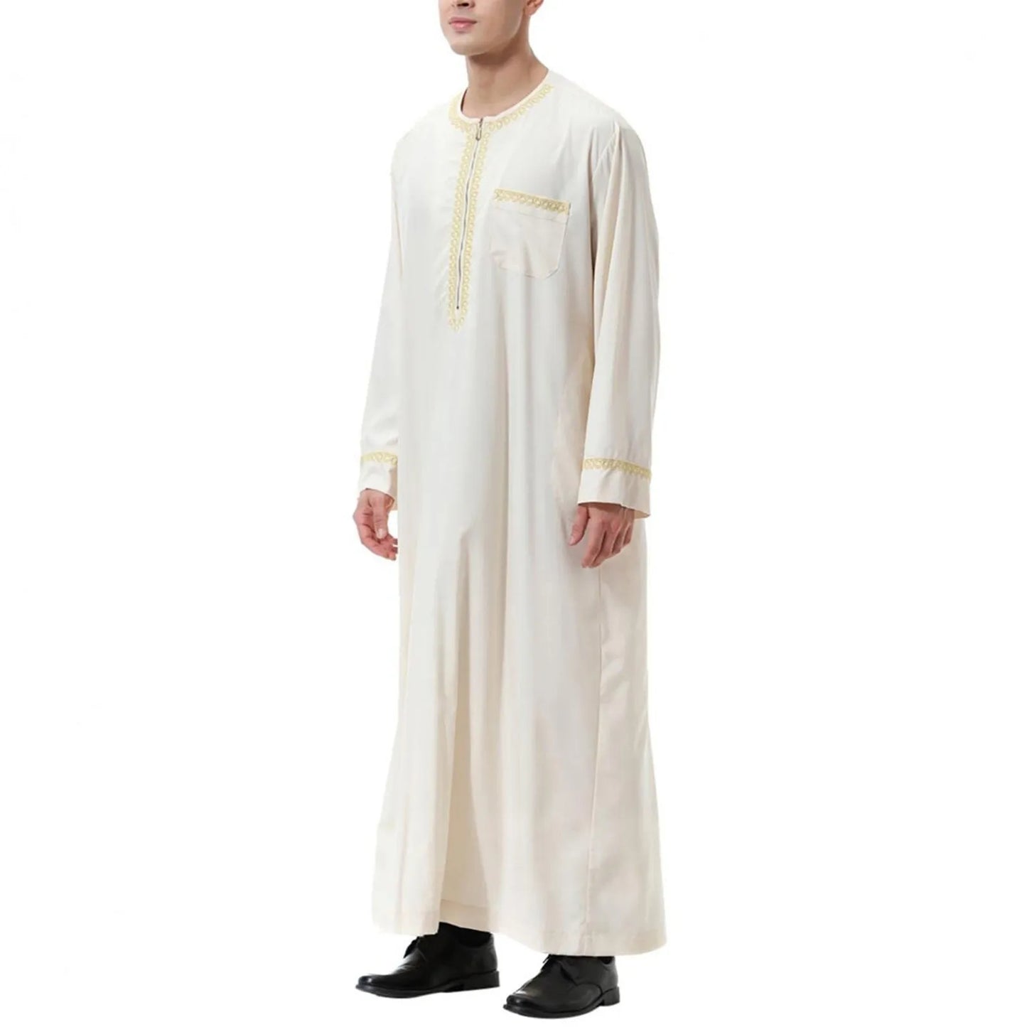 Jubba Thobes Homme Arabe - Robe Islamique Dubaï Caftan Noir